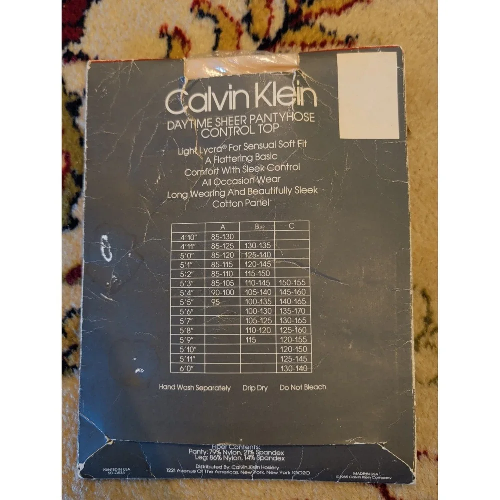 New Vintage Calvin Klein Size A Pink Daytime Shear Pantyhose Control Top Sandal